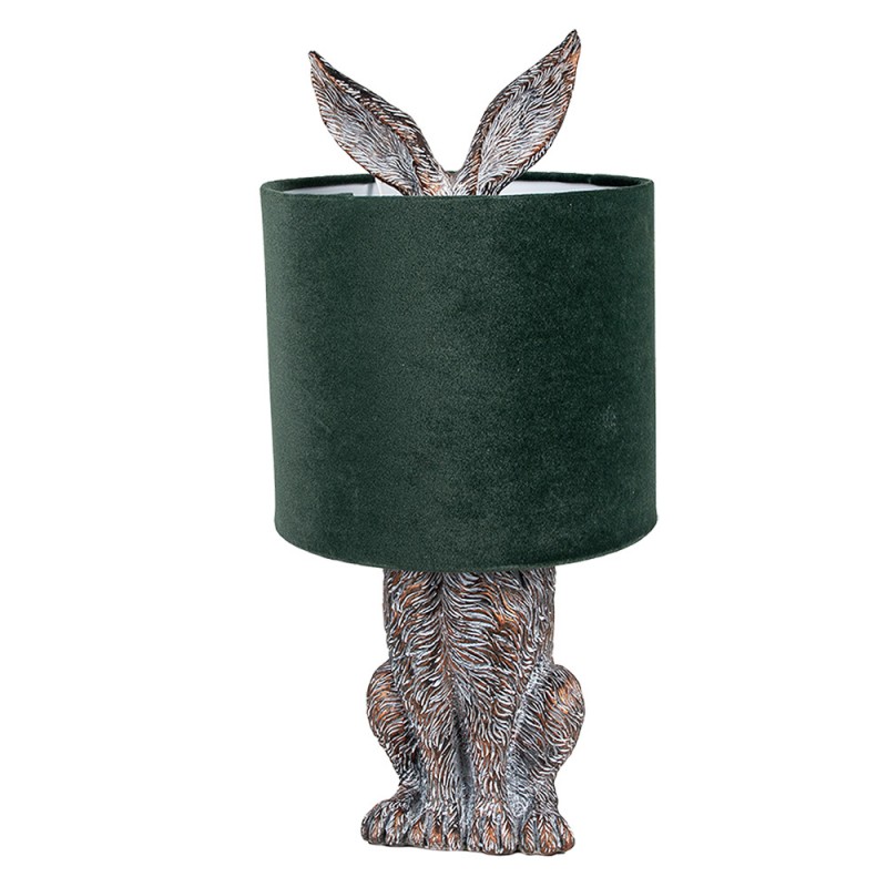 6LMC0099VGR Lampe de table Lapin Ø 20x43 cm Marron Vert Plastique Lampe de bureau