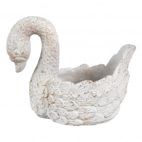 26TE0548 Blumentopf Schwan 19x11x15 cm Weiß Stein