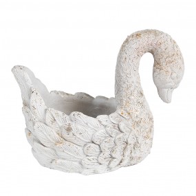 26TE0548 Blumentopf Schwan 19x11x15 cm Weiß Stein