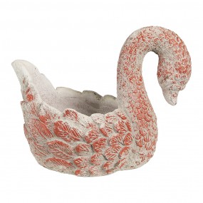 26TE0549 Planter Swan 19x11x15 cm Grey Red Stone