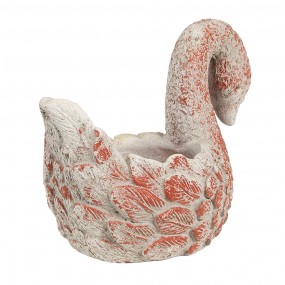 26TE0549 Bloempot Zwaan 19x11x15 cm Grijs Rood Steen