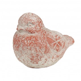 26TE0550 Decoratie Beeld Vogel 14x9x10 cm Grijs Rood Steen