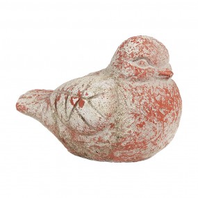 26TE0550 Decoratie Beeld Vogel 14x9x10 cm Grijs Rood Steen