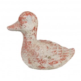 26TE0552 Figurine décorative Canard 15x8x12 cm Gris Rouge Pierre