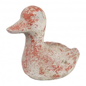 26TE0552 Figurine décorative Canard 15x8x12 cm Gris Rouge Pierre