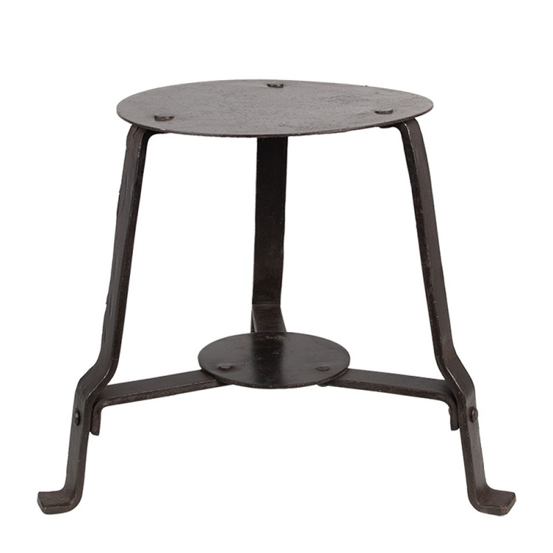 6UNY0010 Plant Table 18x18x22 cm Black Iron Round Side Table