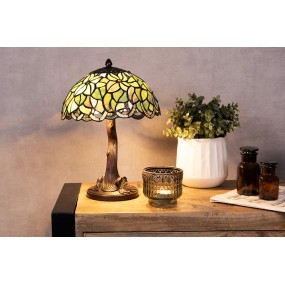 25LL-6343 Lampe de table Tiffany Ø 25x31 cm Vert Verre Lampe de bureau Tiffany