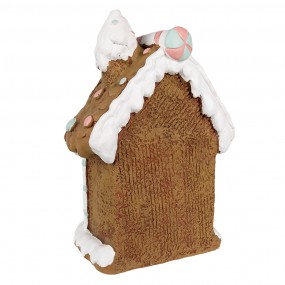 26MG0055 Gingerbread house met LED 26x20x37 cm Bruin Kunststof Peperkoekhuisje