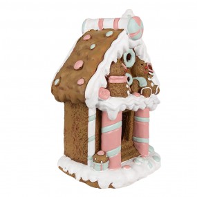 26MG0055 Gingerbread house met LED 26x20x37 cm Bruin Kunststof Peperkoekhuisje