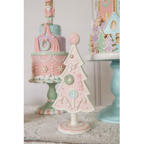 26PR4219 Kerstdecoratie Kerstboom 25 cm Roze Kunststof