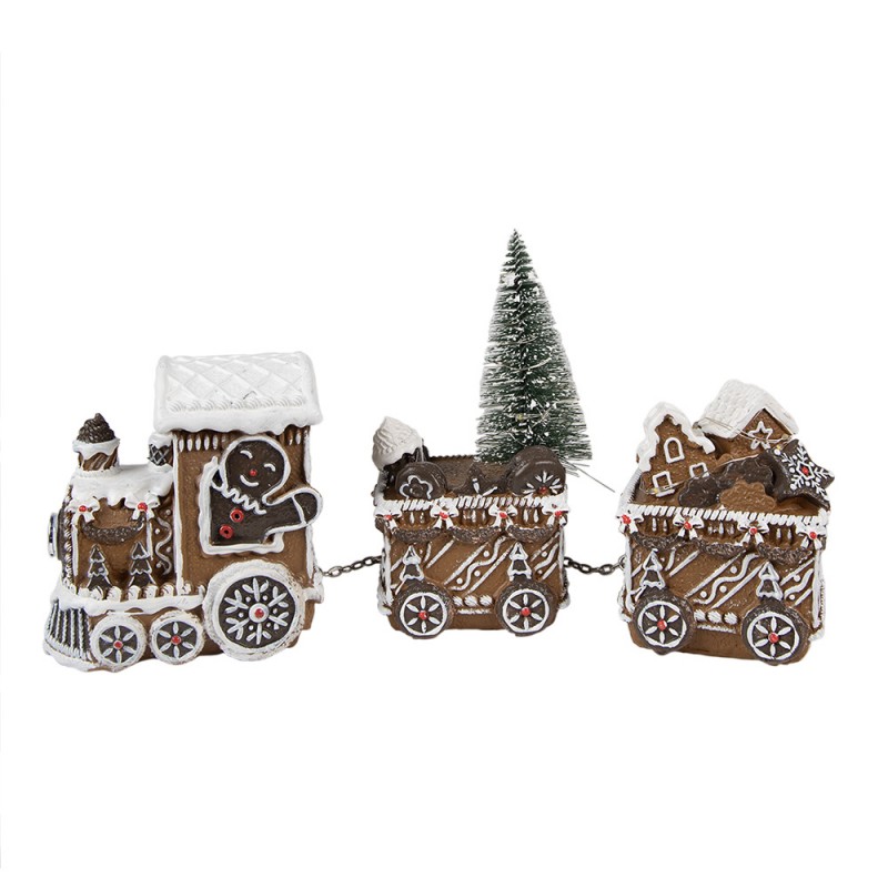 6PR4973GG Décoration de Noël avec éclairage LED Train 30x8x16 cm Marron Plastique