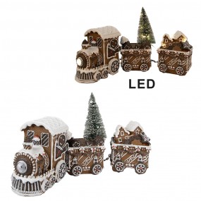 26PR4973GG Décoration de Noël avec éclairage LED Train 30x8x16 cm Marron Plastique