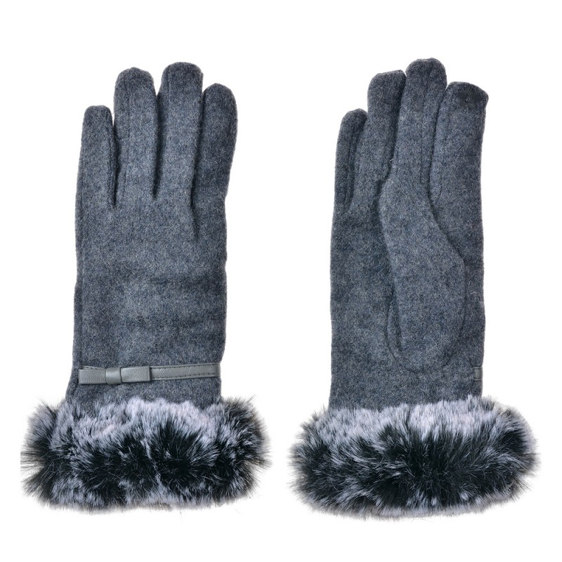 JZGL0097 Gants en fausse fourrure 9x23 cm Gris Polyester