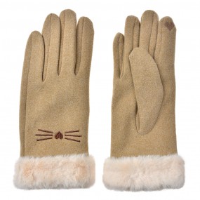 2JZGL0098 Handschoenen met imitatiebont 9x23 cm Beige Polyester