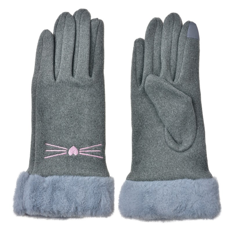 JZGL0102G Gloves with fur 9x23 cm Grey Polyester