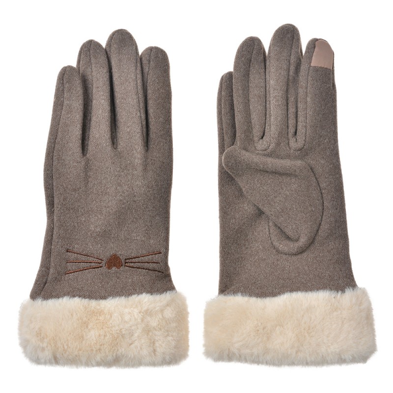 JZGL0102KH Gants en fausse fourrure 9x23 cm Marron Polyester