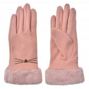 2JZGL0102P Gants en fausse fourrure 9x23 cm Rose Polyester