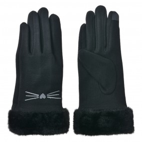 2JZGL0102Z Gants en fausse fourrure 9x23 cm Noir Polyester