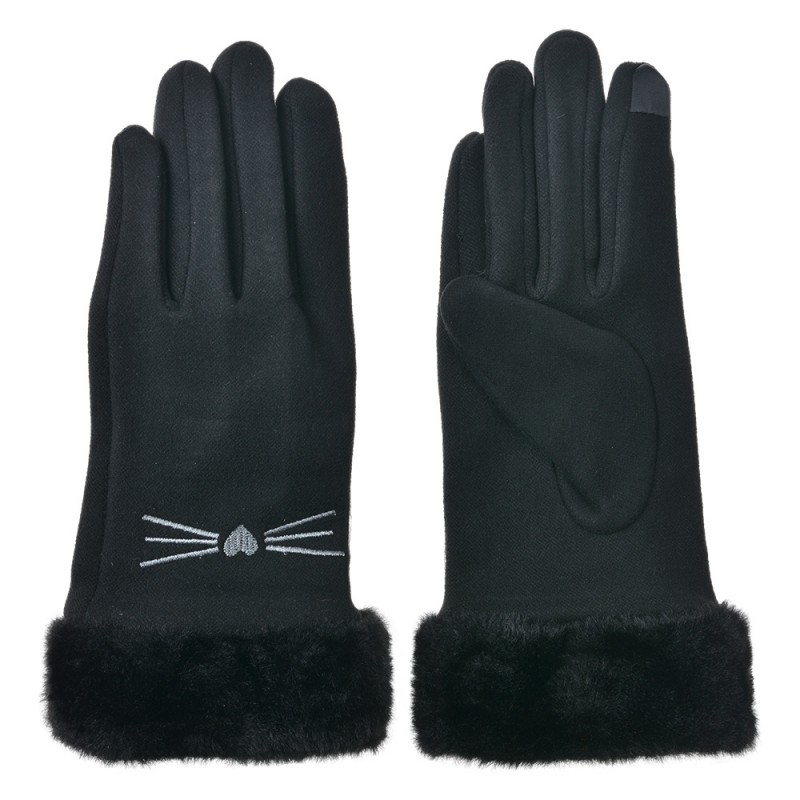 JZGL0102Z Gants en fausse fourrure 9x23 cm Noir Polyester