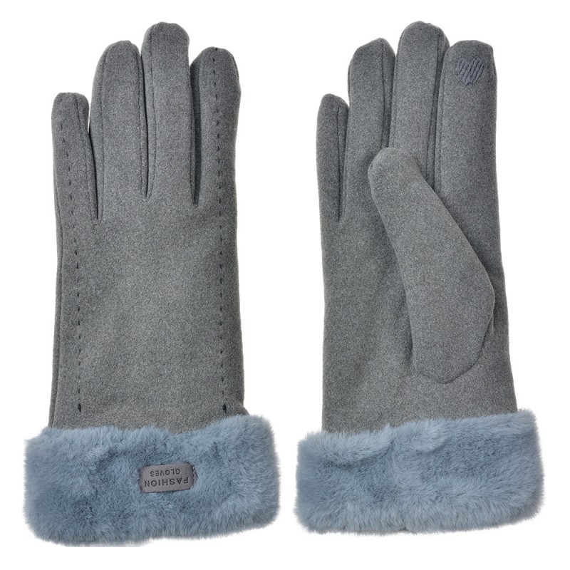 JZGL0108 Gloves with fur 9x23 cm Grey Polyester