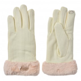 2JZGL0109 Handschuhe mit Kunstpelz 9x23 cm Beige Polyester