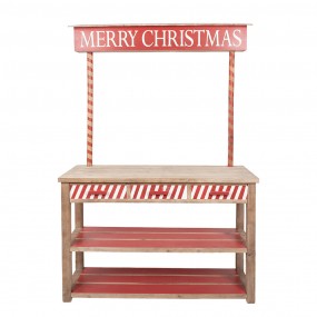 25H0712 Side Table Christmas stall 120x47x180 cm Red Brown Wood Christmas Decoration