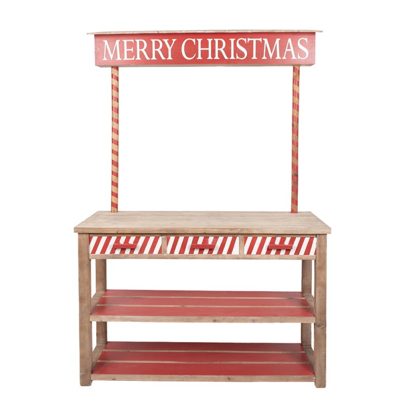 5H0712 Side Table Christmas stall 120x47x180 cm Red Brown Wood Christmas Decoration