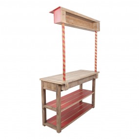 25H0712 Beistelltisch Weihnachtsstand 120x47x180 cm Rot Braun Holz Weihnachtsdekoration