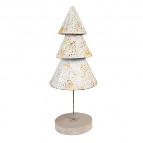 265868 Figure de Noël Sapin de Noël 32 cm Blanc Métal Bois