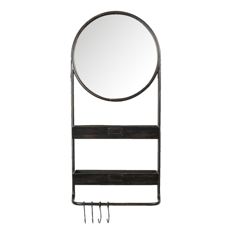 52S194 Miroir 38x89 cm Noir Fer Ovale Grand miroir