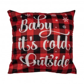 2KT021.369 Cushion Cover 45x45 cm Red Synthetic Winter Square