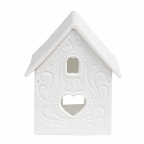 26CE1739 Porte-bougie Maison 7x8x9 cm Blanc Porcelaine Porte-bougies