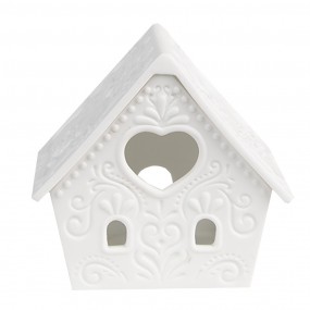 26CE1740 Porte-bougie Maison 9x7x8 cm Blanc Porcelaine Porte-bougies