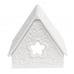 26CE1741 Porte-bougie Maison 8x8x8 cm Blanc Porcelaine Porte-bougies