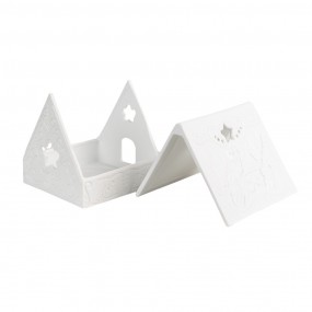 26CE1741 Porte-bougie Maison 8x8x8 cm Blanc Porcelaine Porte-bougies