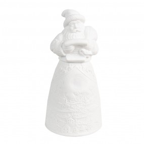 26CE1748 Christmas Decoration with LED Lighting Santa Claus Ø 9x19 cm White Porcelain