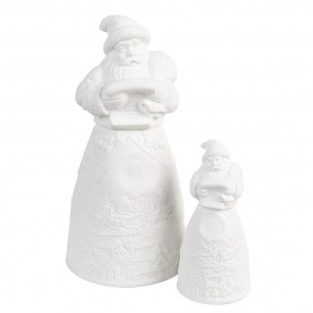 26CE1748 Christmas Decoration with LED Lighting Santa Claus Ø 9x19 cm White Porcelain