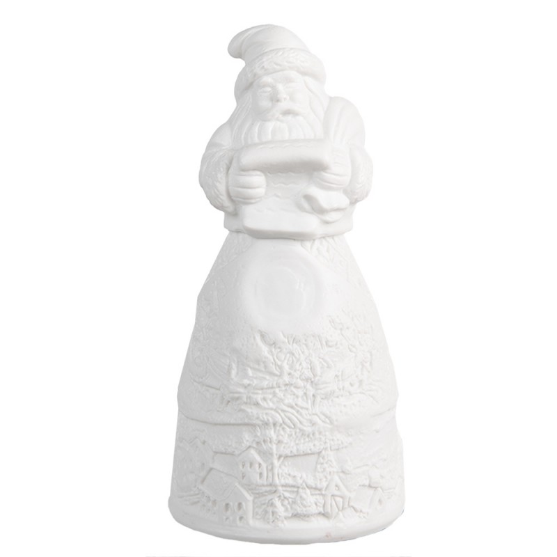 6CE1749 Décoration de Noël avec éclairage LED Père Noël Ø 5x11 cm Blanc Porcelaine