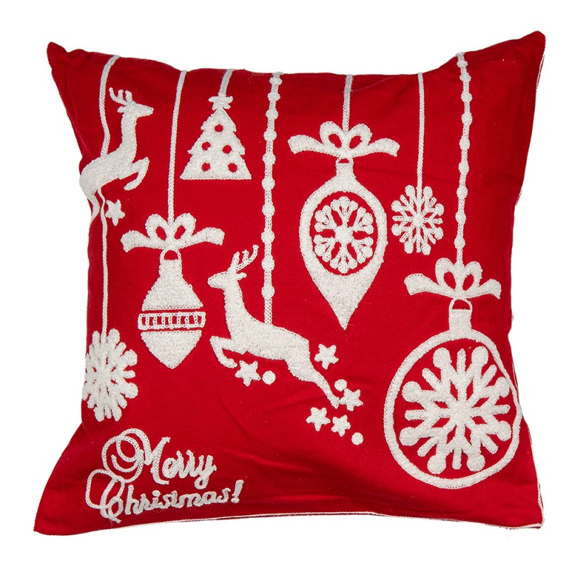 KT021.355 Cushion Cover 45x45 cm Red White Polyester Christmas Square