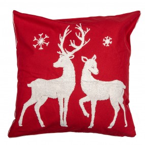 2KT021.357 Cushion Cover 45x45 cm Red White Polyester Reindeers Square