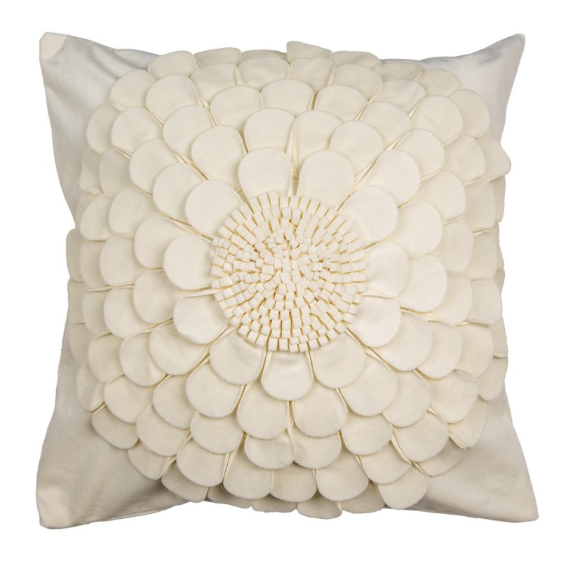 KT021.362 Cushion Cover 45x45 cm Beige Polyester Flower Square