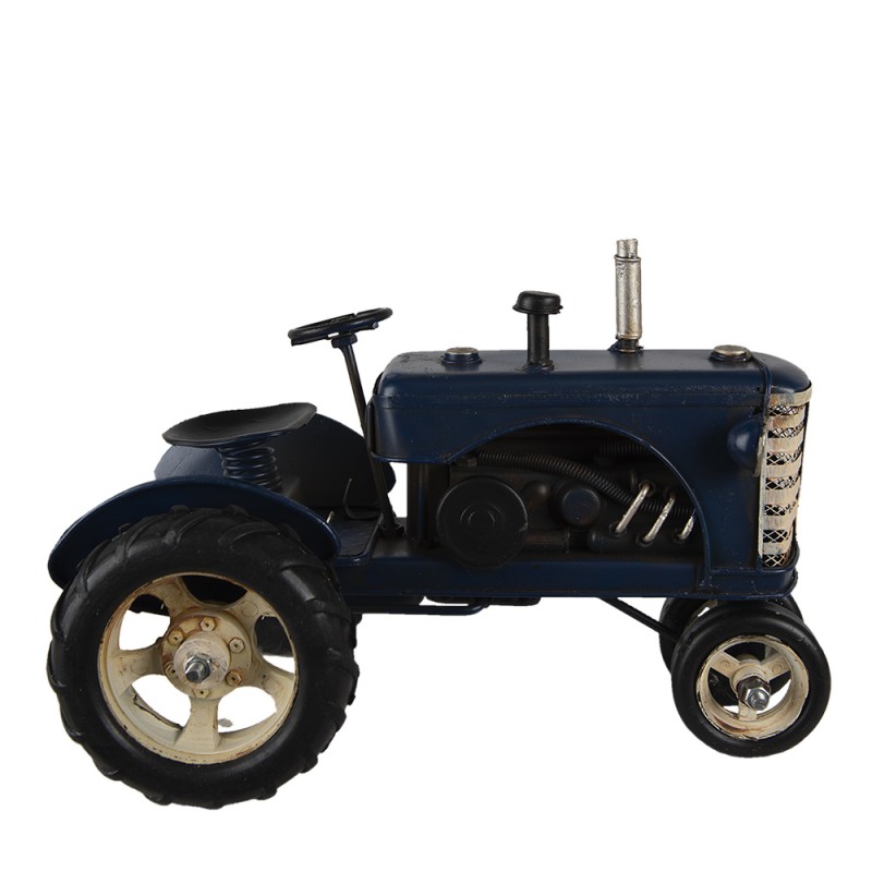 6Y4611 Decoratie Miniatuur Tractor 25x15x18 cm Blauw Ijzer Miniatuur Tractor