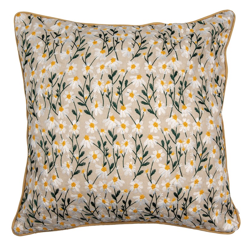 KT021.366 Cushion Cover 45x45 cm Beige Polyester Flowers Square