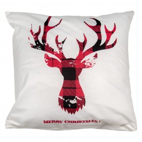 2KT021.368 Cushion Cover 45x45 cm White Red Polyester Reindeer Square