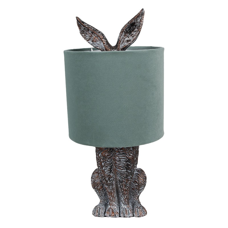 6LMC0099VLGR Lampe de table Lapin Ø 20x43 cm Marron Vert Plastique Lampe de bureau