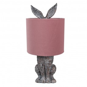 26LMC0099VP Lampe de table Lapin Ø 20x43 cm Marron Rose Plastique Lampe de bureau