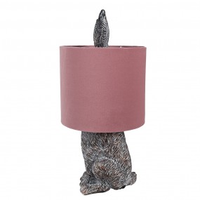 26LMC0099VP Lampe de table Lapin Ø 20x43 cm Marron Rose Plastique Lampe de bureau