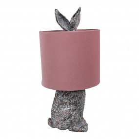 26LMC0099VP Lampe de table Lapin Ø 20x43 cm Marron Rose Plastique Lampe de bureau