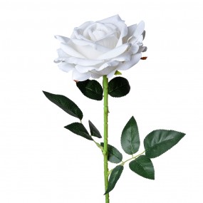 25PL0106W Fleur artificielle Rose Ø12x76 cm Blanc Plastique