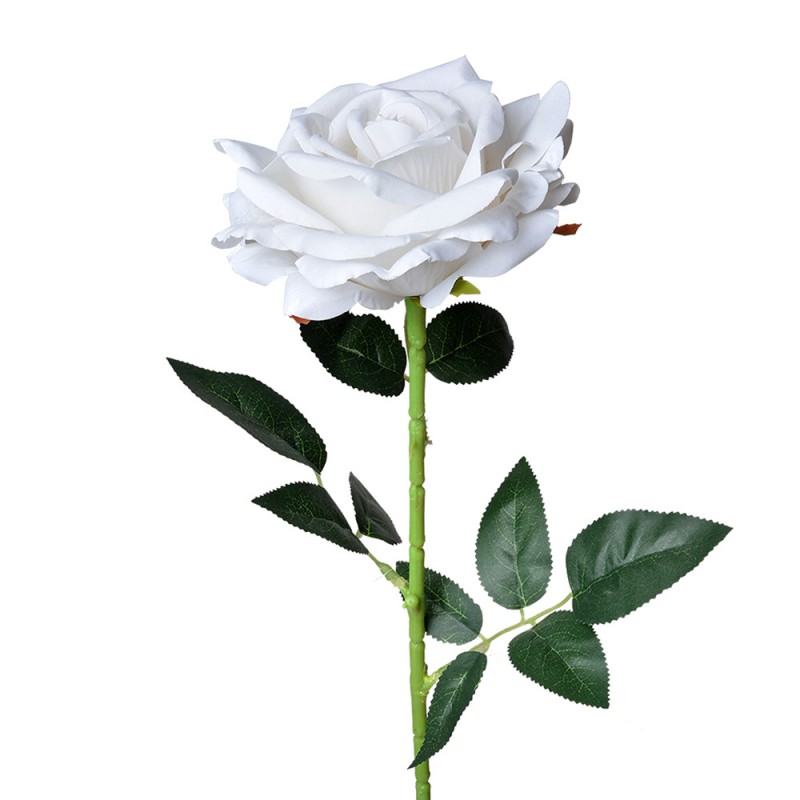 5PL0106W Fleur artificielle Rose Ø12x76 cm Blanc Plastique